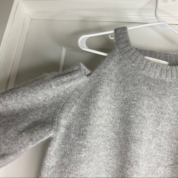J.O.A. Revolve Cold Shoulder Gray Angora Sweater - Picture 6 of 6